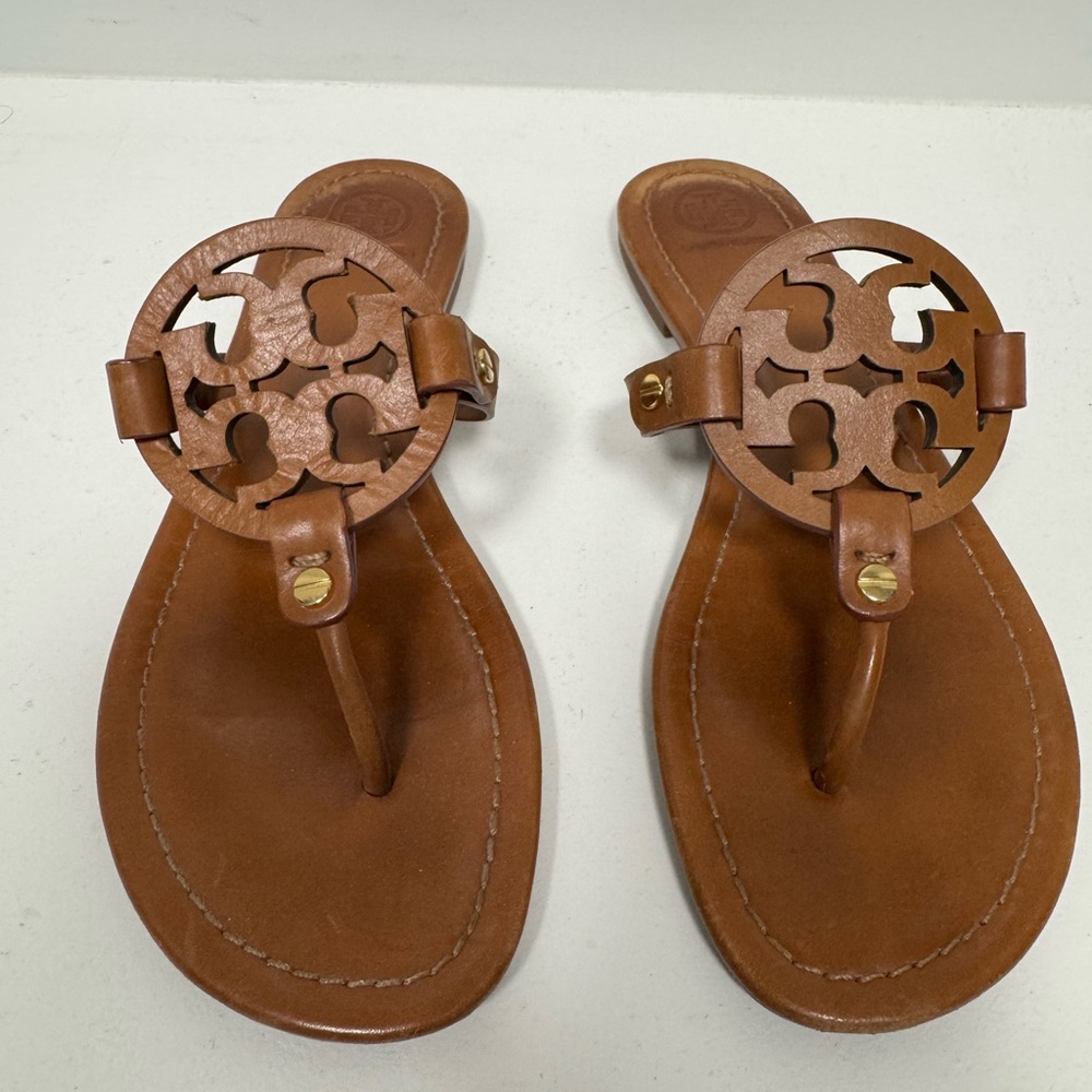 Tory Burch Brown Miller Leather Sandals